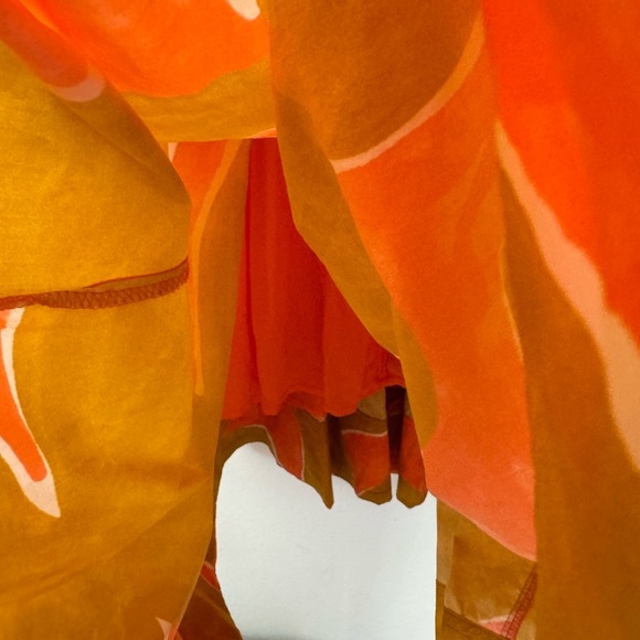 NWT Anthropologie Babydoll Midi Dress Coral Orange Lime Brown Size S Small - Picture 12 of 12